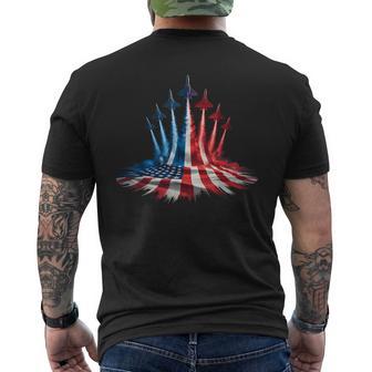 American Flag Jet Flyover 4Th Of July Memorial Day Usa Pride Men's T-shirt Back Print - Thegiftio UK