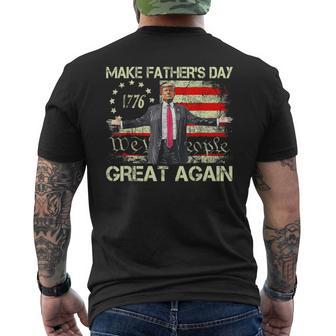 American Flag Trump Make Father's Day Great Again Vintage Men's T-shirt Back Print - Thegiftio