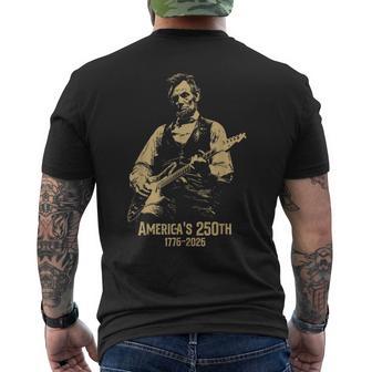 America's 250Th Abraham Lincoln Playing Guitar Retro Vintage Men's T-shirt Back Print | Mazezy