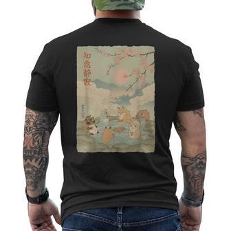 Animaux Japonais Onsen Kawaii Fleurs De Cerisier Relaxation T-shirt imprimé au dos - Cadeauxyz