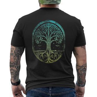 Árbol De Laida Con Luna Runa Nórdicaikinga Desgastada In Mangas Camiseta Hombre Estampado Espalda - Regaloses