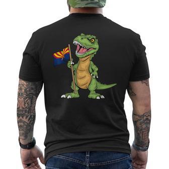 Arizona Lover Kids Dinosaur Lover Usa Arizona Flag Men's T-shirt Back Print - Thegiftio UK