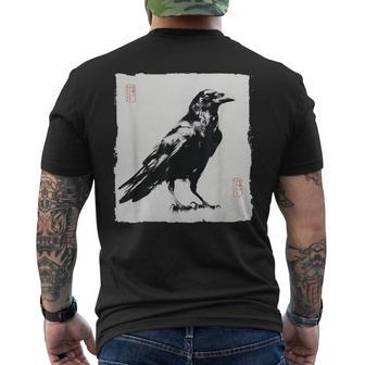 Arte Japonés Cuervo Cuervo Estilointage Gótico Camiseta Hombre Estampado Espalda - Regaloses