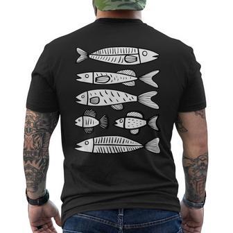 Arte Minimalista Con Patrón De Peces Para Los Amantes Del Océ Camiseta Hombre Estampado Espalda - Regaloses