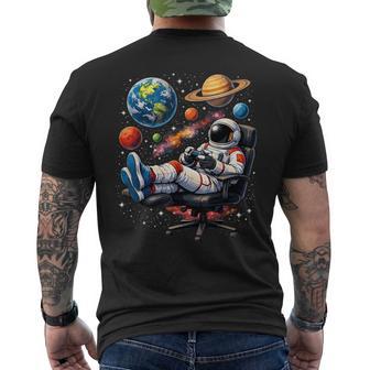 Astronaut Gamer Space Gaming Planets Men's T-shirt Back Print - Thegiftio UK