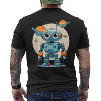 Astronauta Robot Kawaii Con Planetas Para Niños Camiseta Hombre Estampado Espalda - Regaloses