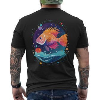 Au-Delà De Laurface Des Poissons Cosmiques T-shirt imprimé au dos - Cadeauxyz