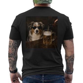 Australian Shepherd Drinking Beer Dog Meme Men's T-shirt Back Print - Thegiftio UK