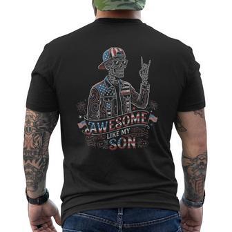 Awesome Like My Son Skeleton Dad Fathers Day Men's T-shirt Back Print - Thegiftio UK