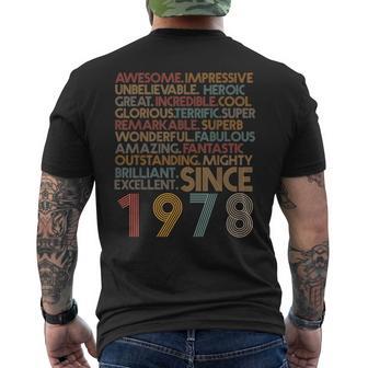 Awesomeince 1978 46Th Birthday Born In 1978 46 Years Old メンズTシャツ バックプリント - Kawaiitshirt