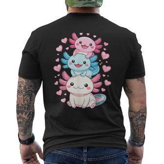 Axolotls Kawaii Anime Cute Axolotl Men's T-shirt Back Print - Thegiftio UK