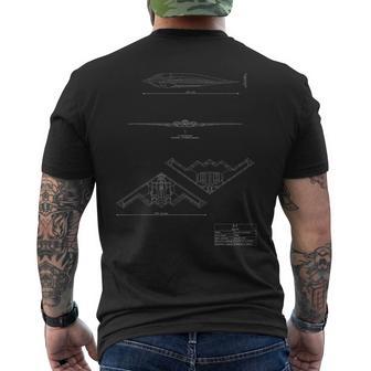 B-2Pirittealth Bomber Tech ドローイング 軍用飛行機 メンズTシャツ バックプリント - Kawaiitshirt