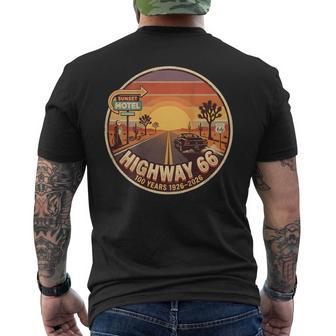 On Back Highway 66 100 Years 1926-2026 Classic Car Lover Men's T-shirt Back Print - Thegiftio UK