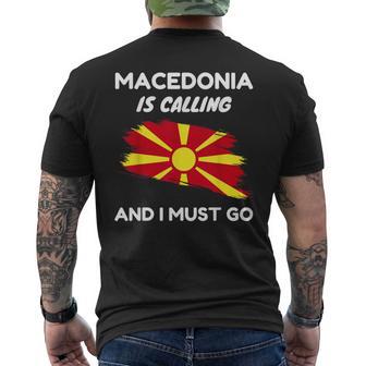 Bandieraintage Macedonia Chiama I Must Go Macedonia T-shirt da uomo con stampa posteriore - Novitaregali