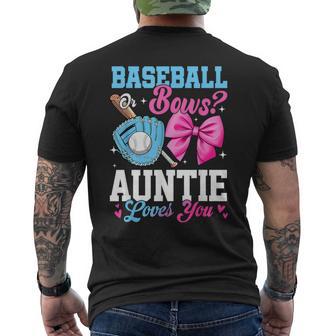 Baseball Or Bows Your Auntie Loves You Gender Reveal Men's T-shirt Back Print - Thegiftio UK