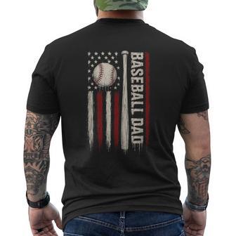 Baseball Dad American Flag Patriotic Game Day Usa Flag Men's T-shirt Back Print - Thegiftio