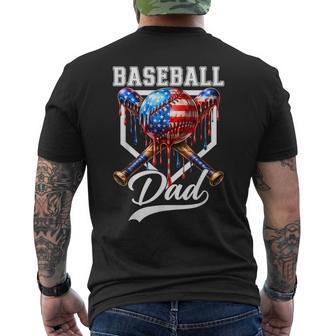 Baseball Dad Drip Father's Day Daddy Usa Flag Patriotic Men Men's T-shirt Back Print - Thegiftio UK