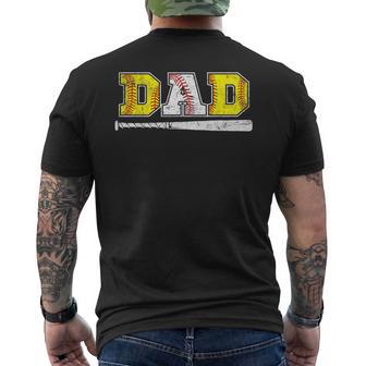 Baseball Dad Softball Father's Day Daddy Sport Lovers Men's T-shirt Back Print - Thegiftio UK