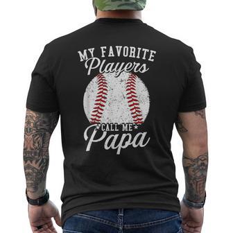 Baseball Dads My Favorite Baseball Players Calls Me Papa Men's T-shirt Back Print - Monsterry