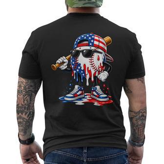 Baseball Drip Ice Cream Boys Kids Baseball Drip 4Th Of July Men's T-shirt Back Print - Thegiftio UK