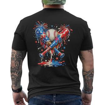 Baseball Drip Ice Cream Patriot American Flag 4Th Of July Men's T-shirt Back Print - Thegiftio UK