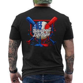 Baseball Drip Lifestyle Usa Us Flag Patriotic Boys Youth Kid Men's T-shirt Back Print - Thegiftio UK