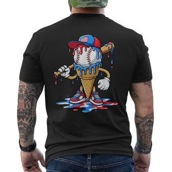 Baseball Lifestyle Drip Ice Cream 4Th Of July Usa Youth Boys Men's T-shirt Back Print - Thegiftio UK