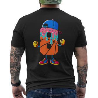 Basketball 8 Year Old Ice Cream Drip Youth 8Th Birthday Boy Men's T-shirt Back Print - Monsterry