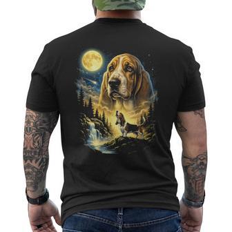 Basset Hound Howling To The Moon Meme 90'S Dog Lover Men's T-shirt Back Print - Monsterry