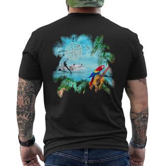 Beachside Dream Seaplane Parrot And Guitar Men's T-shirt Back Print - Thegiftio UK