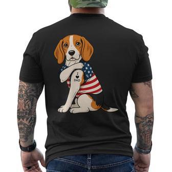 Beagle I Love Dad Tattoo Father’S Day Dog Dad Men's T-shirt Back Print - Monsterry