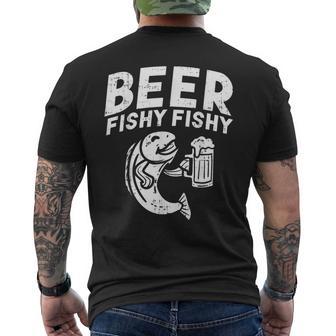 Beer Fishy Fish Fisherman Angler Fathers Day Dad Men's T-shirt Back Print - Thegiftio UK