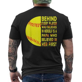 Behind Every Player Is Papa Happy Fathers Day Softball Lover Men's T-shirt Back Print - Thegiftio UK