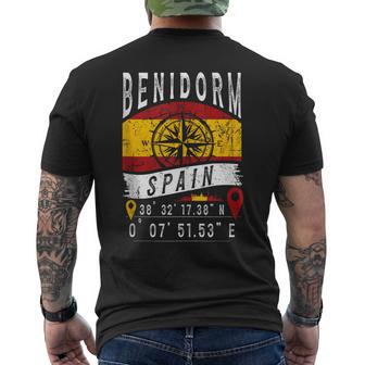 Benidorm Bandera España Coordenadas Gps De Benidorm In Mangas Camiseta Hombre Estampado Espalda - Regaloses