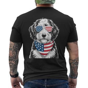 Bernedoodle Dog Usa Flag Sunglasses Patriotic 4Th Of July Men's T-shirt Back Print - Thegiftio UK