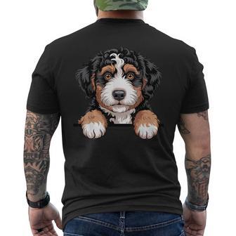 Bernedoodle Peeking Pocket Berner Doodle Dog Lover Men's T-shirt Back Print - Thegiftio