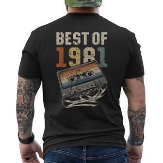 Best Of 1981 Cassetta Anni 45 Musica Retrò Compleanno T-shirt da uomo con stampa posteriore - Novitaregali