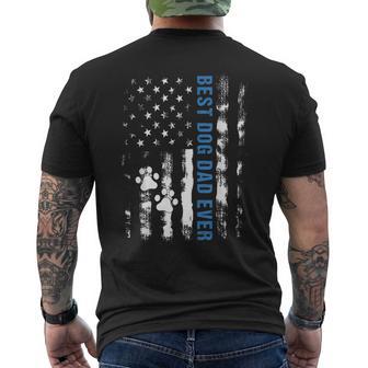 Best Dog Dad Ever American Flag Father's Day Dog Lover Paw Men's T-shirt Back Print - Thegiftio