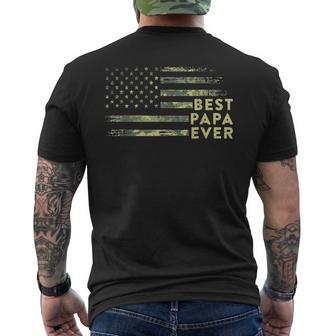 Best Papa Ever Camo American Flag Dad Fathers Day Mens Men's T-shirt Back Print - Thegiftio