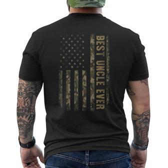 Best Uncle Ever Camouflage American Flag Father's Day Men's T-shirt Back Print - Thegiftio