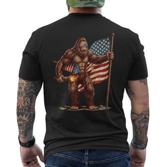 Bigfoot 4Th Of July Fireworks Sasquatch American Flag Men's T-shirt Back Print - Thegiftio UK