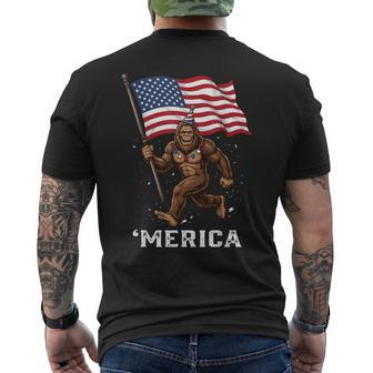 Bigfoot American Flag Merica 4Th Of July Men's T-shirt Back Print - Thegiftio UK