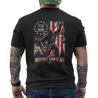 Bigfoot Saw It All 250 Years 1776 2026 4Th Of July Usa Flag Men's T-shirt Back Print - Thegiftio UK