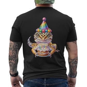 Birthday Leopard Gecko Party Lizard Men's T-shirt Back Print - Thegiftio UK