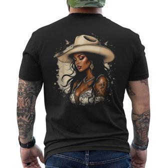 Black African America Cowgirl Western Rodeo Country Texas Men's T-shirt Back Print - Thegiftio UK
