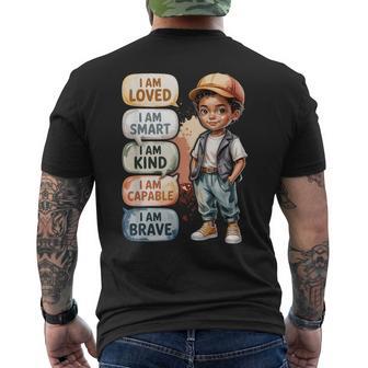 Black Boy Positive Affirmations I M Loved Smart Kind Brave Men's T-shirt Back Print - Thegiftio UK