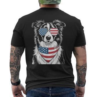 Border Collie Dog Usa Flag Sunglasses Patriotic 4Th Of July Men's T-shirt Back Print - Thegiftio UK