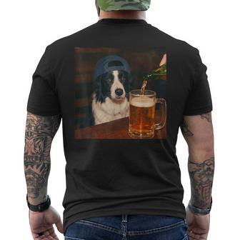 Border Collie Drinking Beer Fathers Day Dog Meme Men's T-shirt Back Print - Thegiftio UK