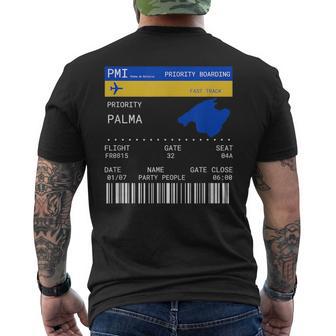 Bordkarte Pmi Flughafen Palma De Mallorca Party Reisen T-Shirt mit Rückendruck - Seseable