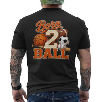 Born 2 Ball Second Birthday Sports Theme Two Year Old Boy Men's T-shirt Back Print - Thegiftio UK